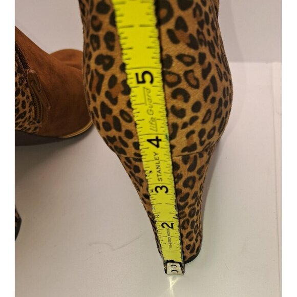 Rialto Women's Ankle Bootie Leopard Boots 3 1/2" Heel R8320 Chestnut Brown 8M - Picture 6 of 7